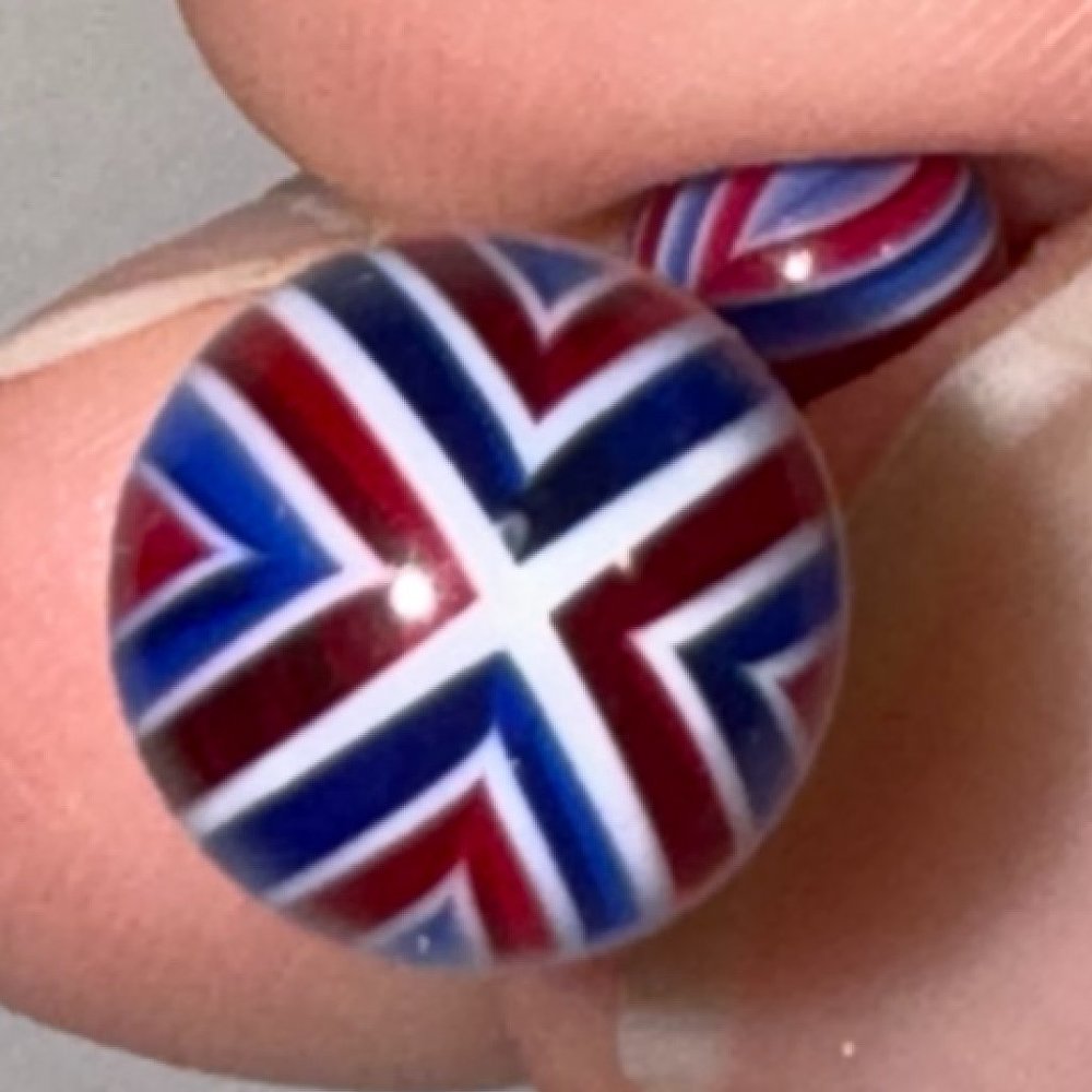 14 Gauge Red, White, and Blue Flag Design Belly Ring